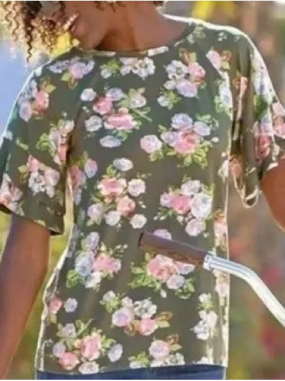 Matilda Jane Let’s Go Together Floral Olive Green Floral Short-Sleeve Blouse Top